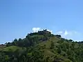 Burg von der Ortschaft aus gesehen