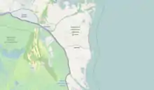 rechts das Meer, links das Donaudelta mit dem Bystre-Kanal
