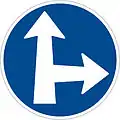 C-2dVorgeschriebene Fahrtrichtung: geradeaus oder rechts rechtsabbiegen