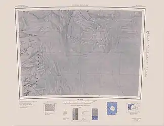 Kartenblatt Gutenko Nunataks von 1969, die Nunatakker liegen in der südwestlichen Ecke der Karte