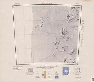 Topographische Karte mit den Mizar-Nunatakkern (unten)