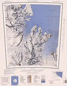 Kartenblatt mit der Mündung des BEARDMORE GLACIER im Osten