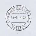 Stempel der Poststelle Wangen an der Aare Kaserne; April 2015.