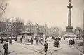 Place de la Bastille: Zwischen den Schienen der Leitungskanal, unter dem sich die Stromschienen befinden, vor 1904