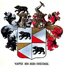 Großes Wappen Behr-Negendank in Lischs Urkunden und Forschungen zur Geschichte des Geschlechts Behr (1861)