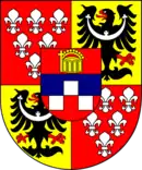 Wappenschild des Philipp Ludwig Kardinal von Sinzendorf, Bischof von Győr, Ungarn (1726–1732), Bischof von Wrocław, Polen (1732–1747)
