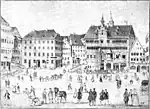 Marktplatz in Tübingen (Lithographie, ca. 1840)