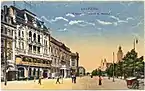 Der Roßplatz mit dem Neuen Rathaus im Hintergrund