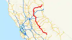 Karte der California State Route 49