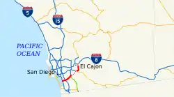 Karte der California State Route 54