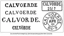 Zeilenstempel, Rechteckstempel und Zweikreisstempel aus Calvörde