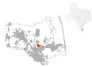 Lage von Los Fresnos im Cameron County (links) und in Texas (rechts)