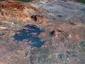 Satelliten Aufnahme des Bamendjing-Reservoir