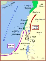 Ain Dschalut: Truppenbewegungen der Kriegsparteien