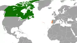 Lage von Kanada und Portugal