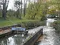 Mündung des Leitgrabens Rigole de la plaine in die Scheitelhaltung des Canal du Midi (Ort der ursprünglichen Écluse de la Méditerranée)