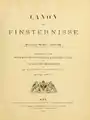 Deckblatt des Canons der Finsternisse