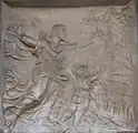 Reliefs der Sockelzone, Szenen aus dem Buch Genesis, rechts.  Die Jagd des Lamech.