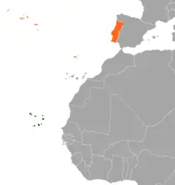 Lage von Portugal und Kap Verde