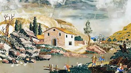 Pietra-dura-Landschaft von Baccio Cappelli,  frühes 18. Jahrhundert