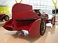 Detailaufnahme des Hecks eines Alfa Romeo „Gran Premio Tipo B P3 - Aerodinamica“ im Enzo Ferrari Museum in Modena
