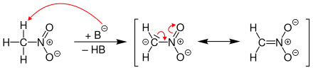 Bildung eines durch Resonanz stabilisierten Nitromethan-Carbanions