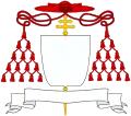 Wappen eines Kardinals. Mit dem roten Kardinalshut (galero) und 30 seitlichen Quasten (Fiocchi)