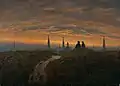 Carl Gustav Carus: Blick auf Dresden bei Sonnenuntergang, 1822