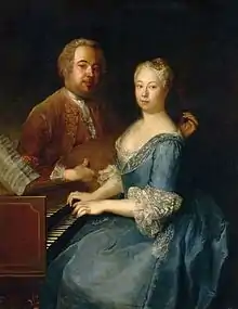 Nach Wilhelm Poeschel, Familie Graun in Preußen, S. 227, ist es wahrscheinlicher, dass auf dem Bild Carl Heinrich Graun mit seiner Tochter Sophia Carolina zu sehen sind.