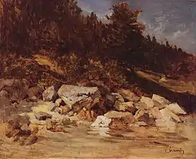 Carl Schuch: Geröll am Ufer des Hintersees