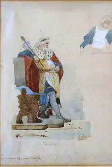 Bachus; o. r.: ohne Mantel; u. l.: Küfergenossenschaft; u. r.: Baum