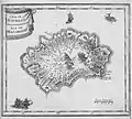 Roches Islet (rechts) und Réunion auf der Karte von 1661