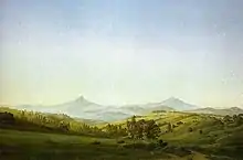 Milešovka auf einem Gemälde von Caspar David Friedrich