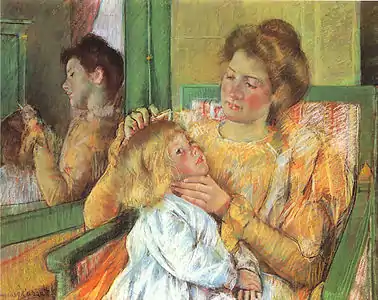 Mary Cassatt:  Mutter kämmt ihr Kind (1879)