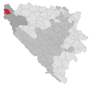 Lage der Gemeinde Cazin in Bosnien und Herzegowina (anklickbare Karte)