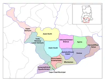 Lage des Distrikts innerhalb der Central Region
