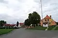 Blick auf Häuser von einer Straße