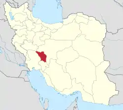 Lage der Provinz Tschahār Mahāl und Bachtiyāri im Iran