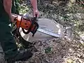 Eine heutige Stihlsäge im Einsatz