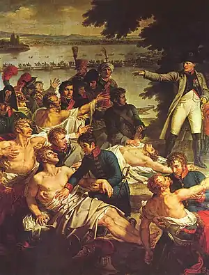 Rückkehr Napoleons auf die Insel Lobau am 23. Mai nach der Schlacht bei Aspern

(Französisch: Retour de Napoléon sur l'île de Lobau le 23 mai après la bataille d'Essling) (Charles Meynier)