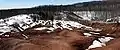 Schneebedeckte Cheltenham Badlands in Ontario