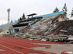 Stadion nach der Zerstörung, März 2022