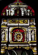 Darstellung der Tugenden: Gerechtigkeit (justice) und Glaube (foy)