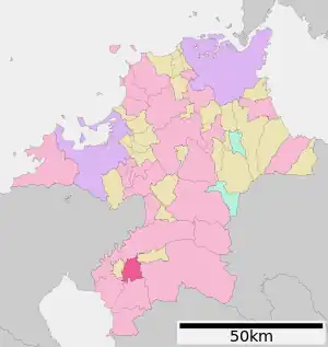 Lage Chikugos in der Präfektur