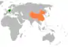 Lage von Deutschland und China