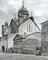 St. Petersburger Gästehaus der Pekinger Geistlichen Mission mit der Kirche der Gottesmutter von Kasan (1911–1913, Ruine), Woroneschskaja Uliza 110, St. Petersburg