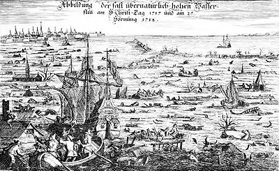 Darstellung der Weihnachtsflut von 1717