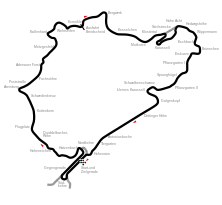 Streckenverlauf 1967–1982 mit neuer Schikane Hohenrain
