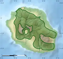 Karte der Insel Réunion mit eingezeichneter Verbreitung der Réunionweihe