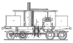 Climax-Lokomotive der Klasse A nach dem Patent von C.D. Scott.